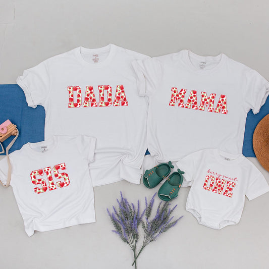 Berry Sweet First Birthday Family Shirts: Strawberry Theme Outfits