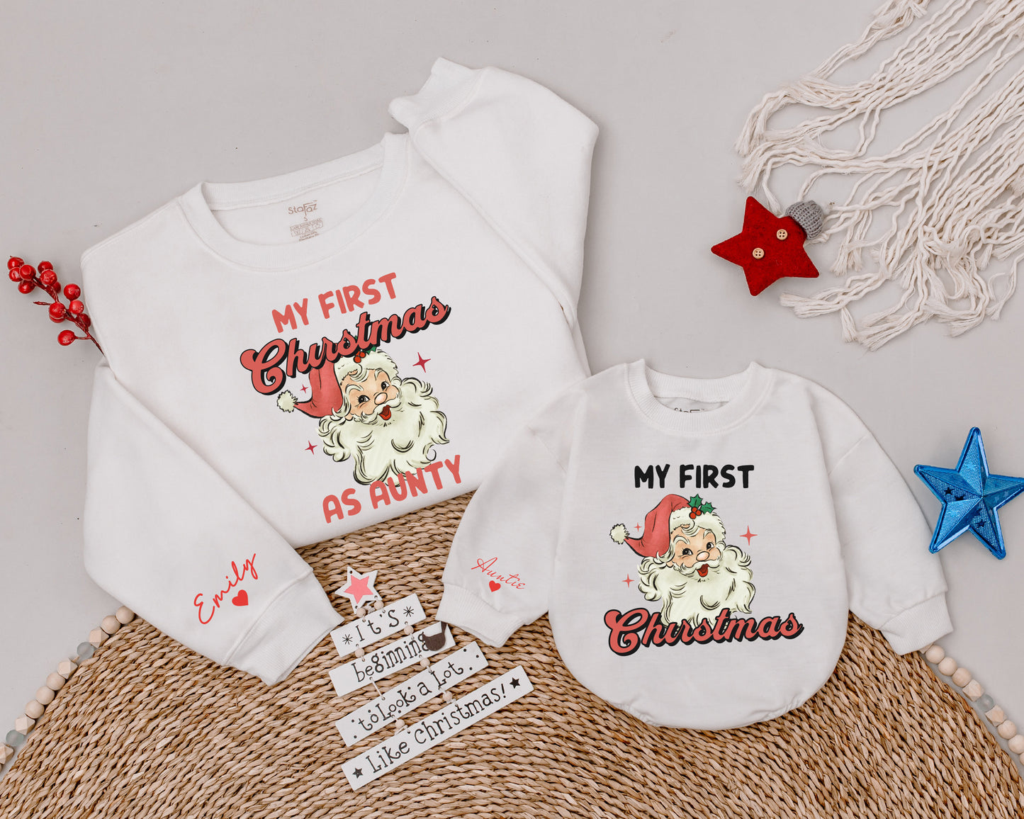 Matching Auntie & Baby Christmas Shirts | Personalized Family Gift