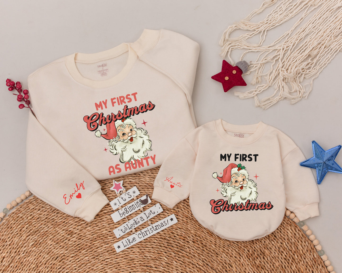 Matching Auntie & Baby Christmas Shirts | Personalized Family Gift