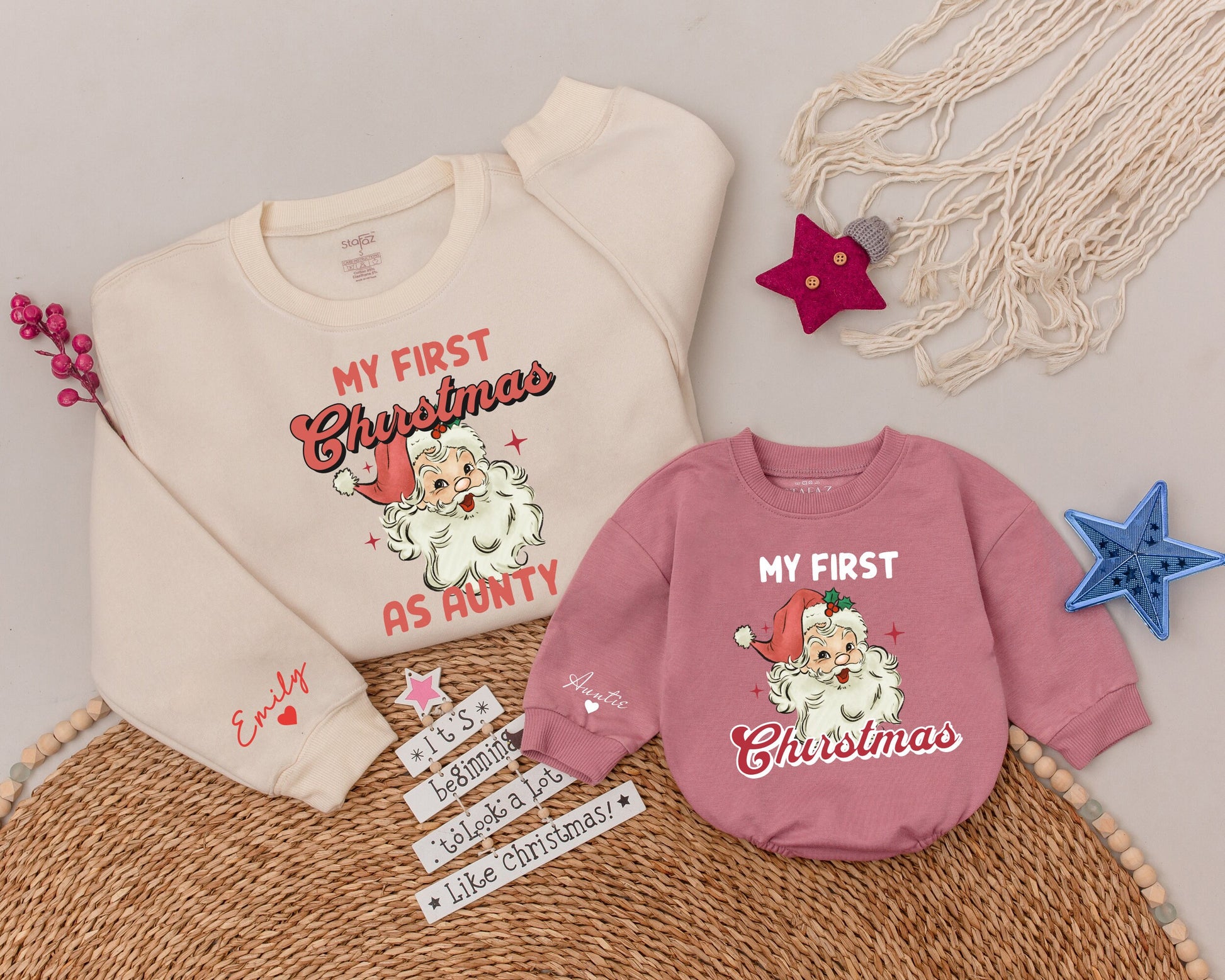 Matching Auntie & Baby Christmas Shirts | Personalized Family Gift