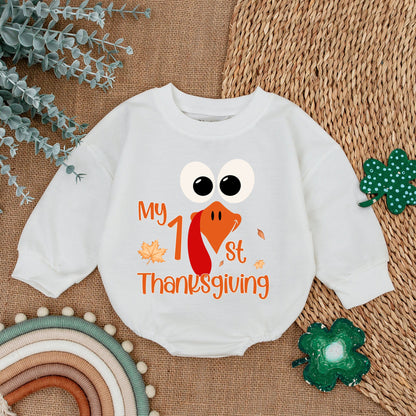 Thanksgiving Turkey Baby Romper - First Outfit for Baby Girls & Boys