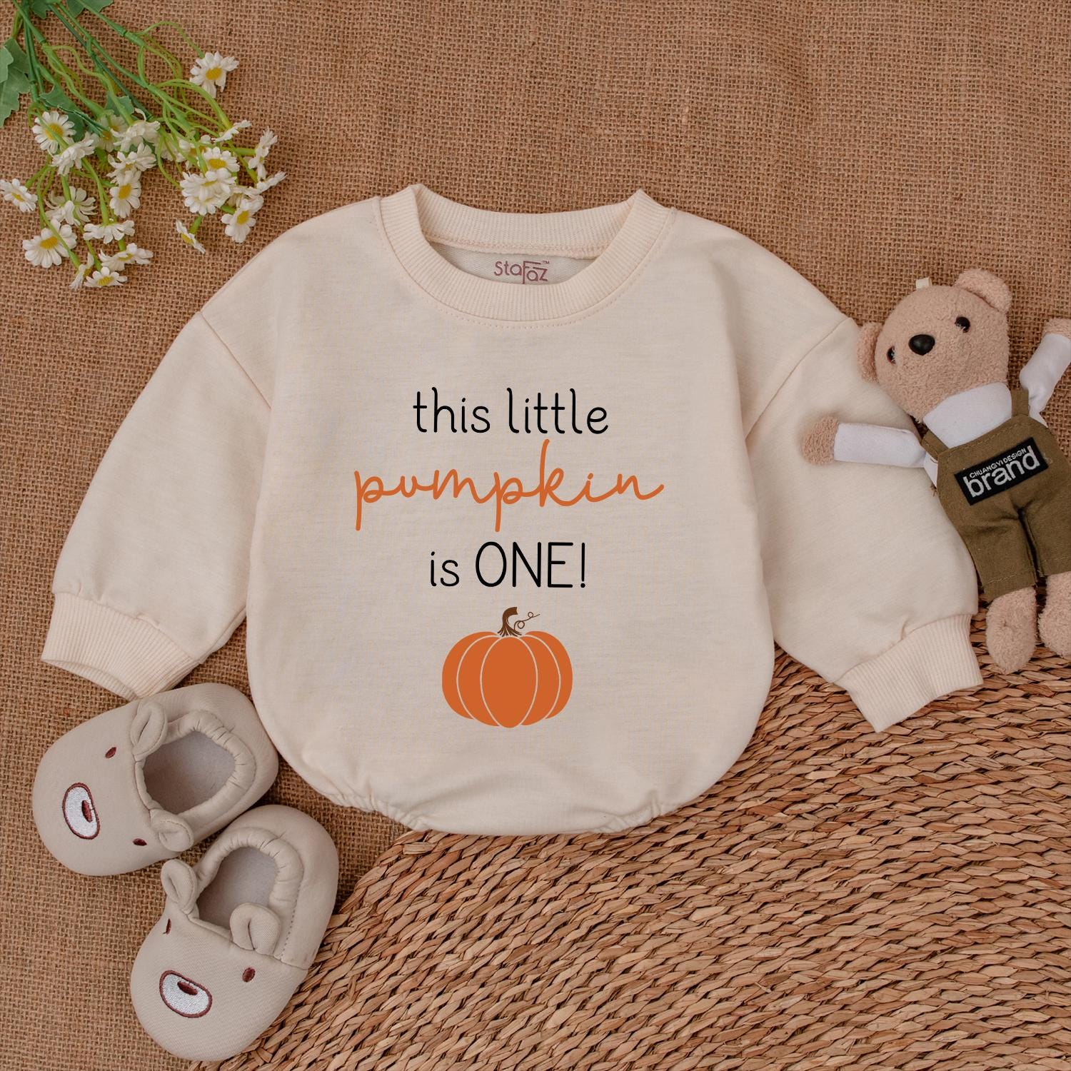Pumpkin Birthday Romper, Fall Baby Outfit, Thanksgiving Bodysuit