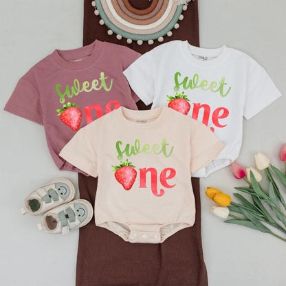 Family Matching Sweet Strawberry Birthday Shirts for First Birthday