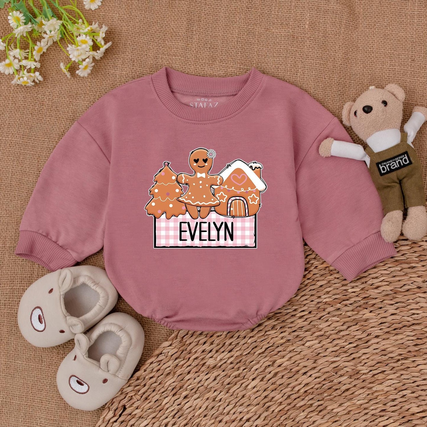 Custom Christmas Baby Romper, 1st Xmas Bodysuit, Personalized Gift