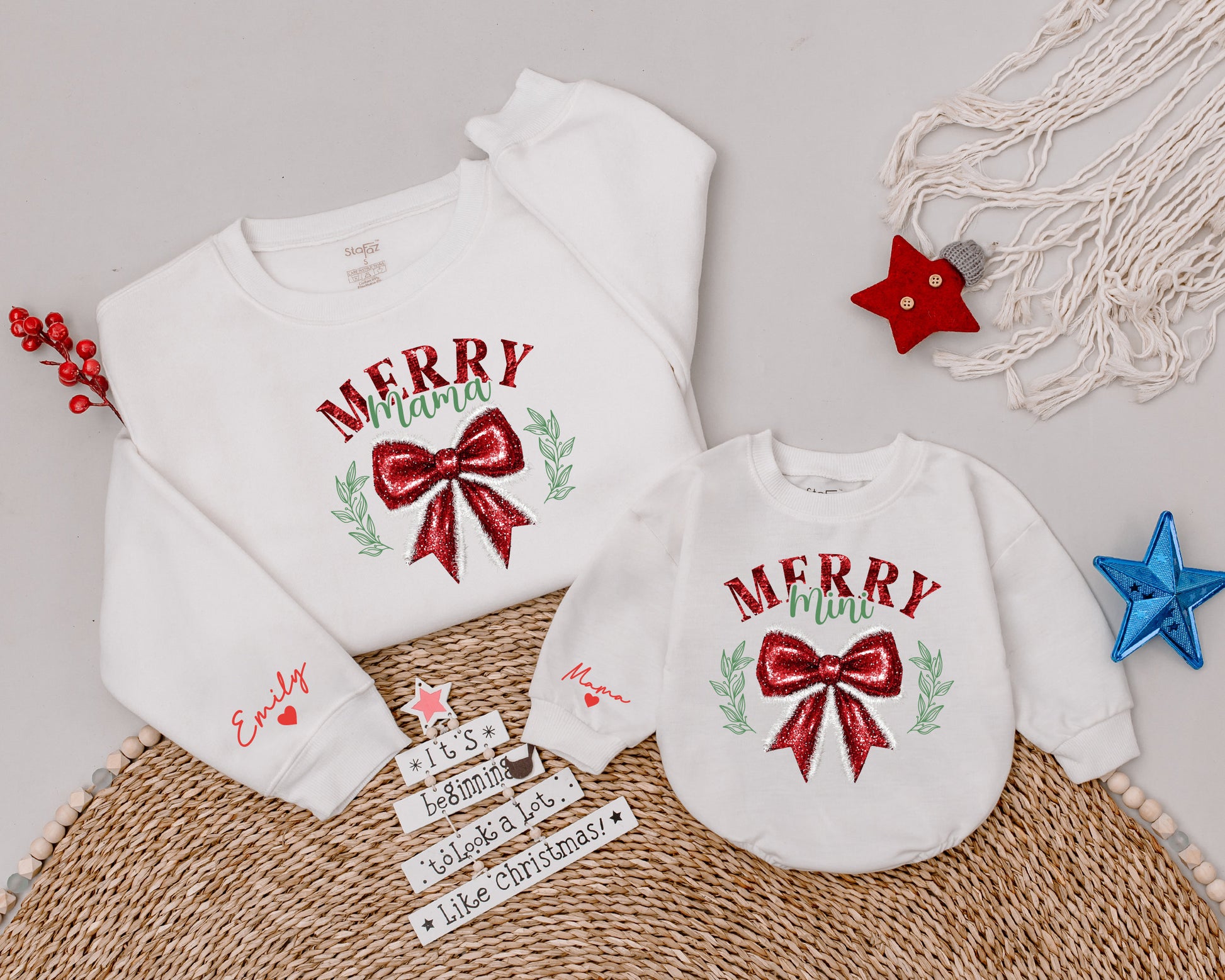 Mama & Mini Matching Christmas Sweatshirts, Family Holiday Outfits