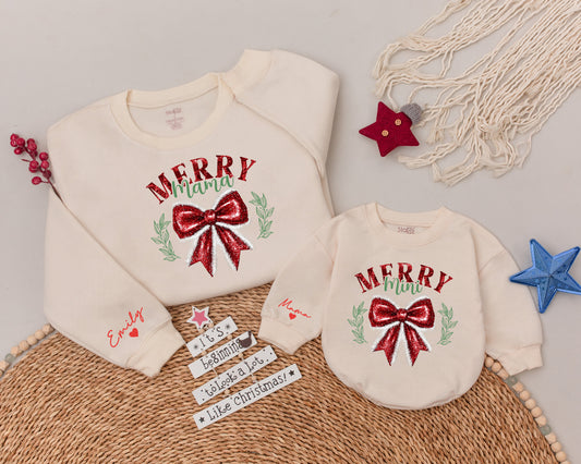 Mama & Mini Matching Christmas Sweatshirts, Family Holiday Outfits