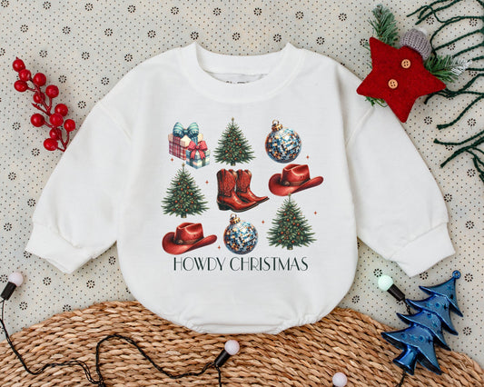 Western Christmas Romper, Baby Outfit, Toddler Holiday Clothes