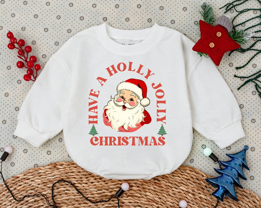 Vintage Retro Santa Baby Romper: First Christmas Outfit & Gift