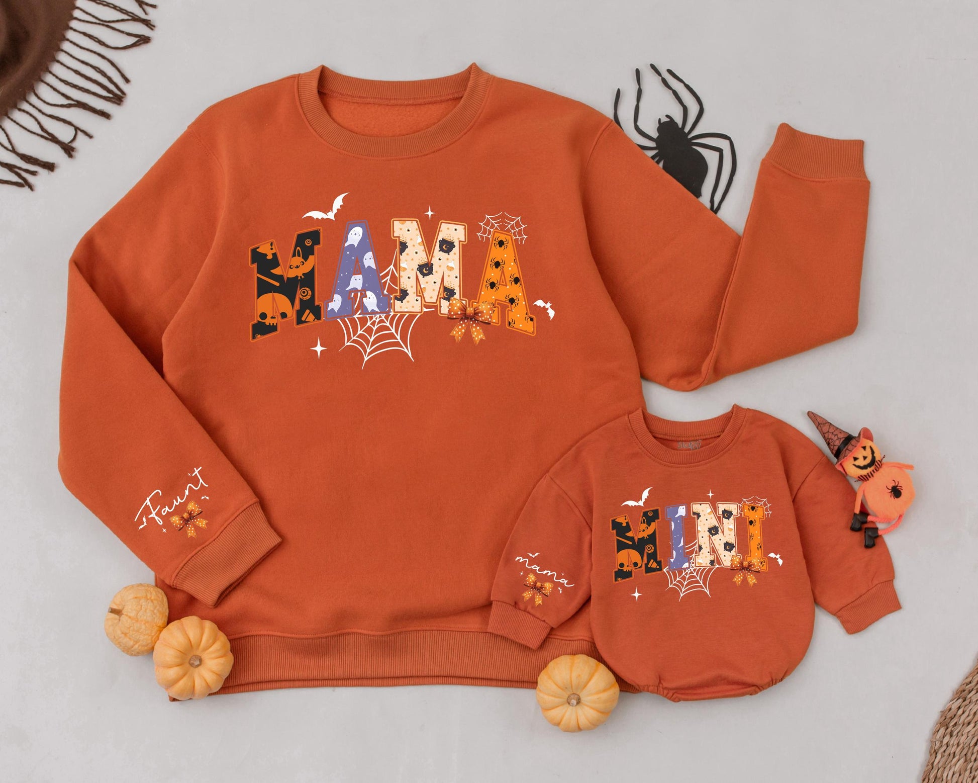Matching Halloween Sweatshirts: Cute Ghost Mama and Mini Outfit