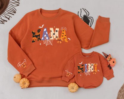 Matching Halloween Sweatshirts: Cute Ghost Mama and Mini Outfit