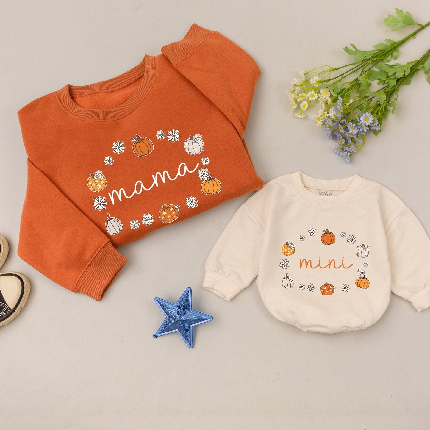 Thanksgiving Matching Pumpkin Sweatshirt Set | Mama & Mini Fall Outfit