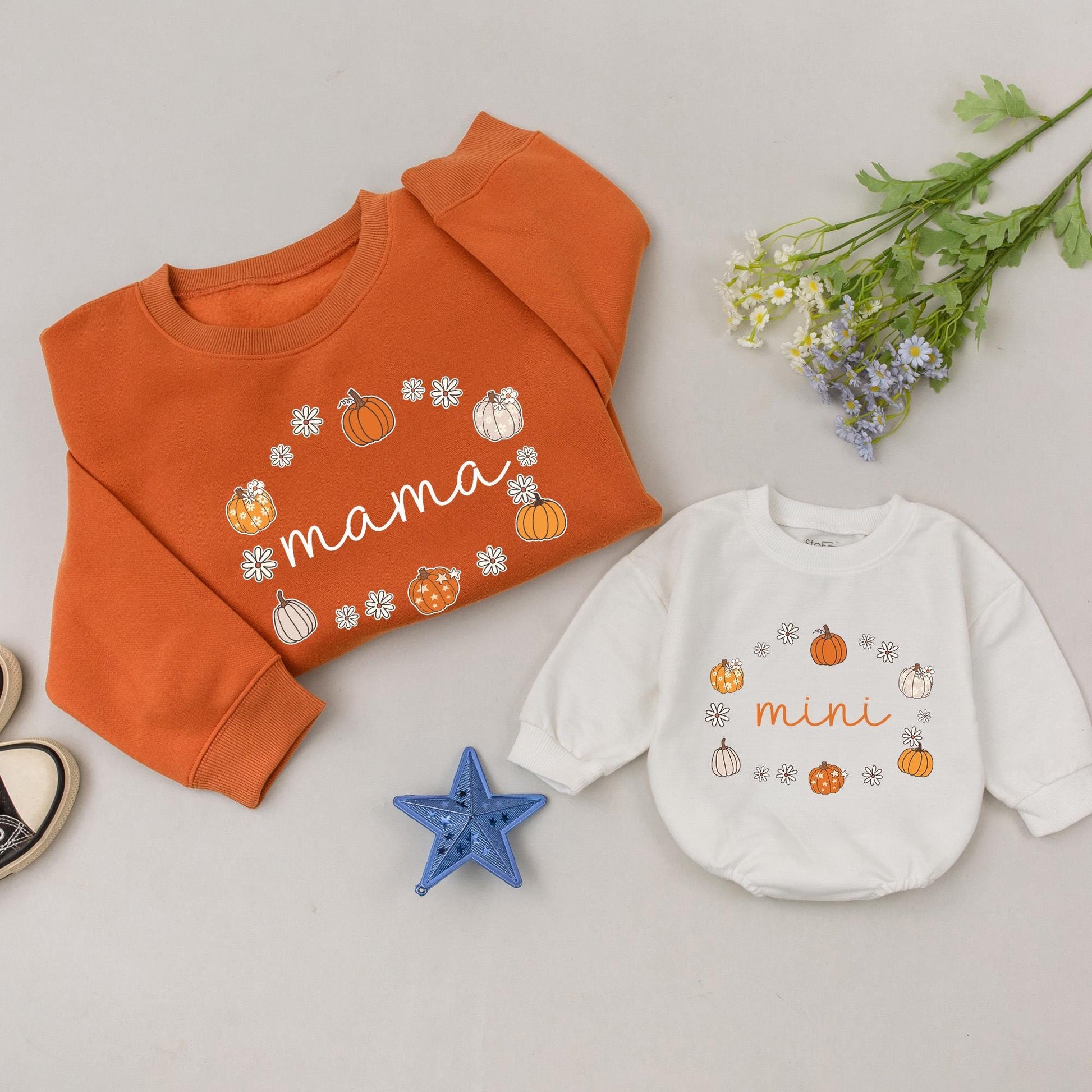 Thanksgiving Matching Pumpkin Sweatshirt Set | Mama & Mini Fall Outfit