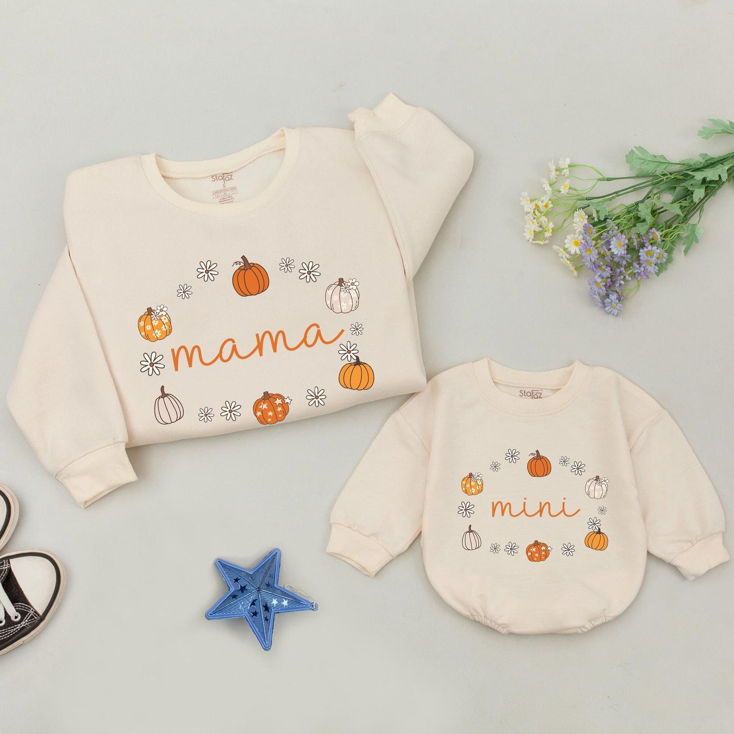 Thanksgiving Matching Pumpkin Sweatshirt Set | Mama & Mini Fall Outfit