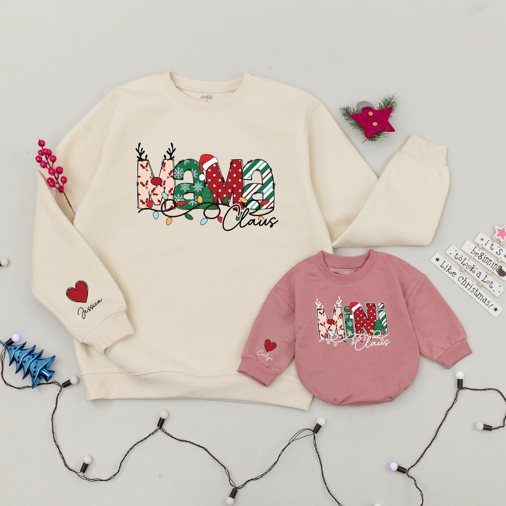 Festive Family Claus Sweaters: Matching Mom & Baby Christmas Outfits