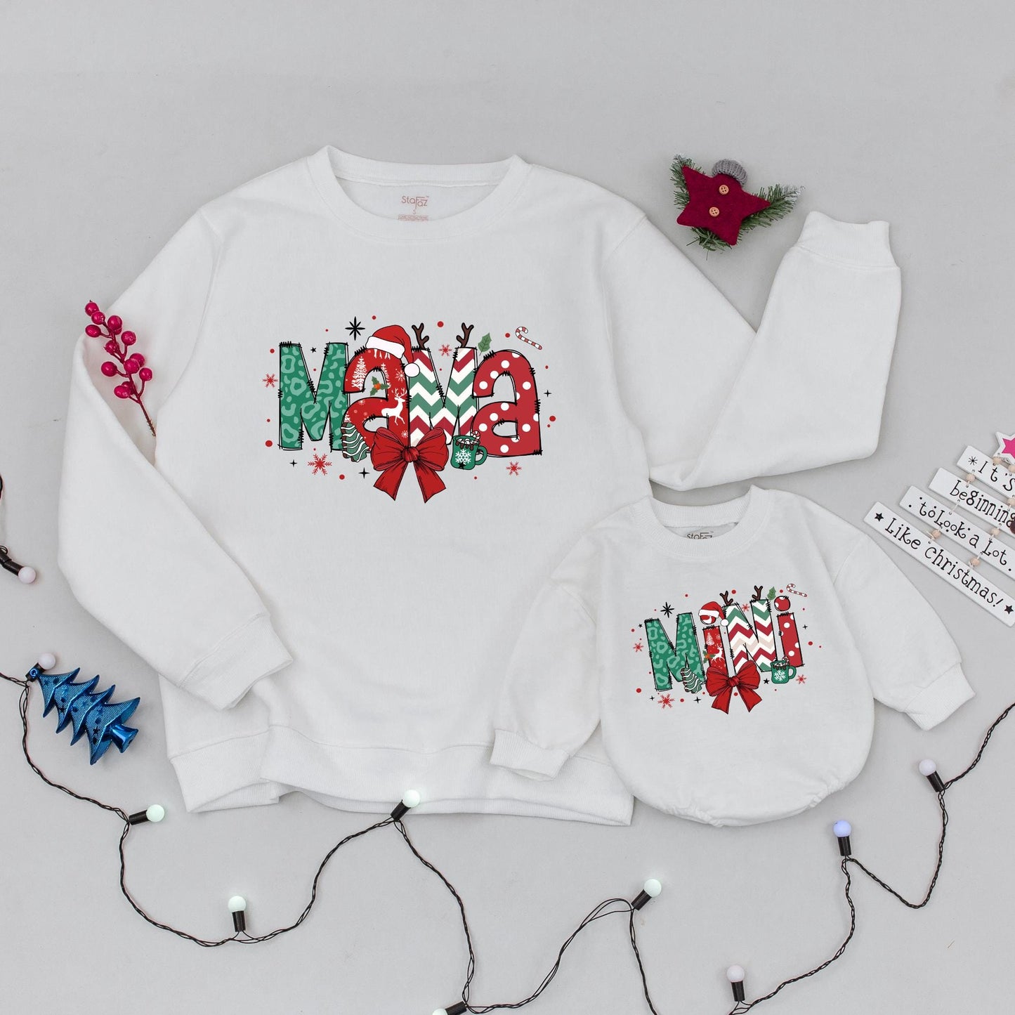 Matching Christmas Sweaters: Mommy & Me Retro Xmas Outfits