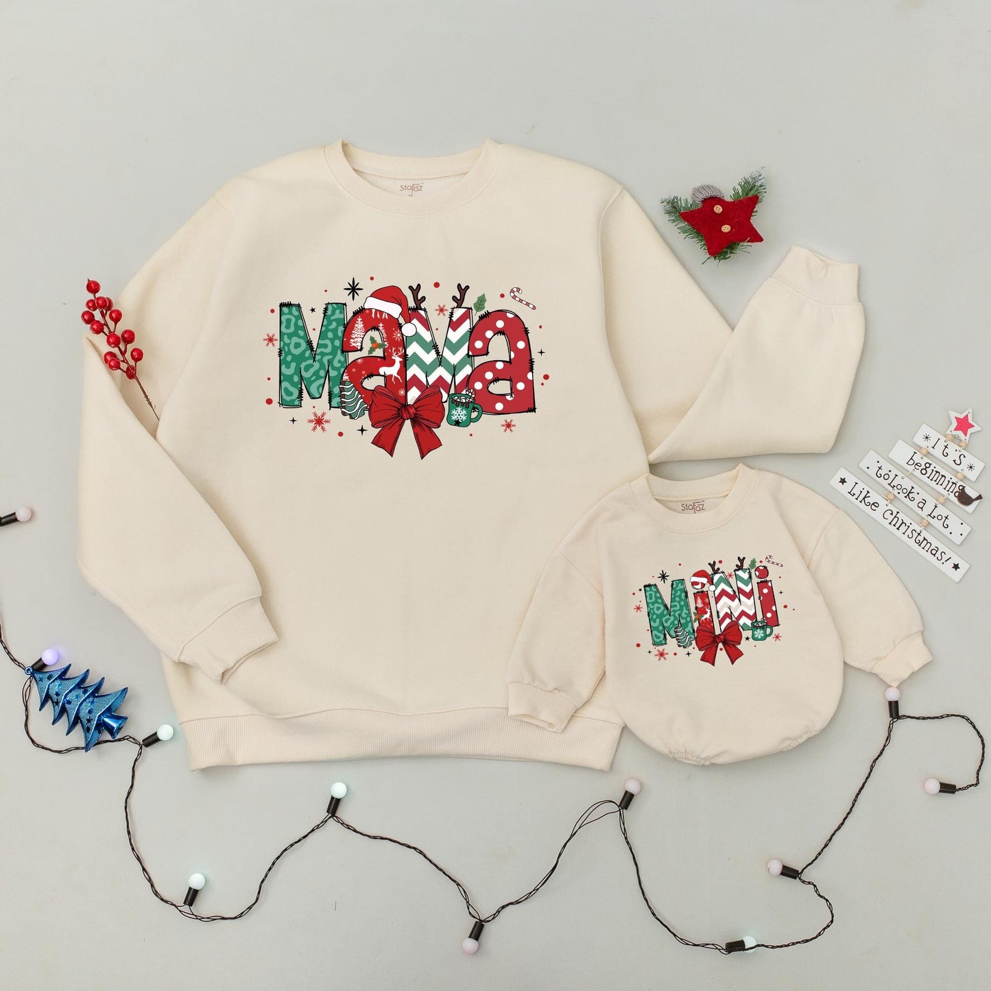 Matching Christmas Sweaters: Mommy & Me Retro Xmas Outfits