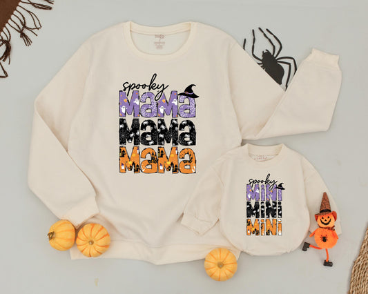 Retro Halloween Mommy & Me Sweatshirts: Spooky Ghost Family Style