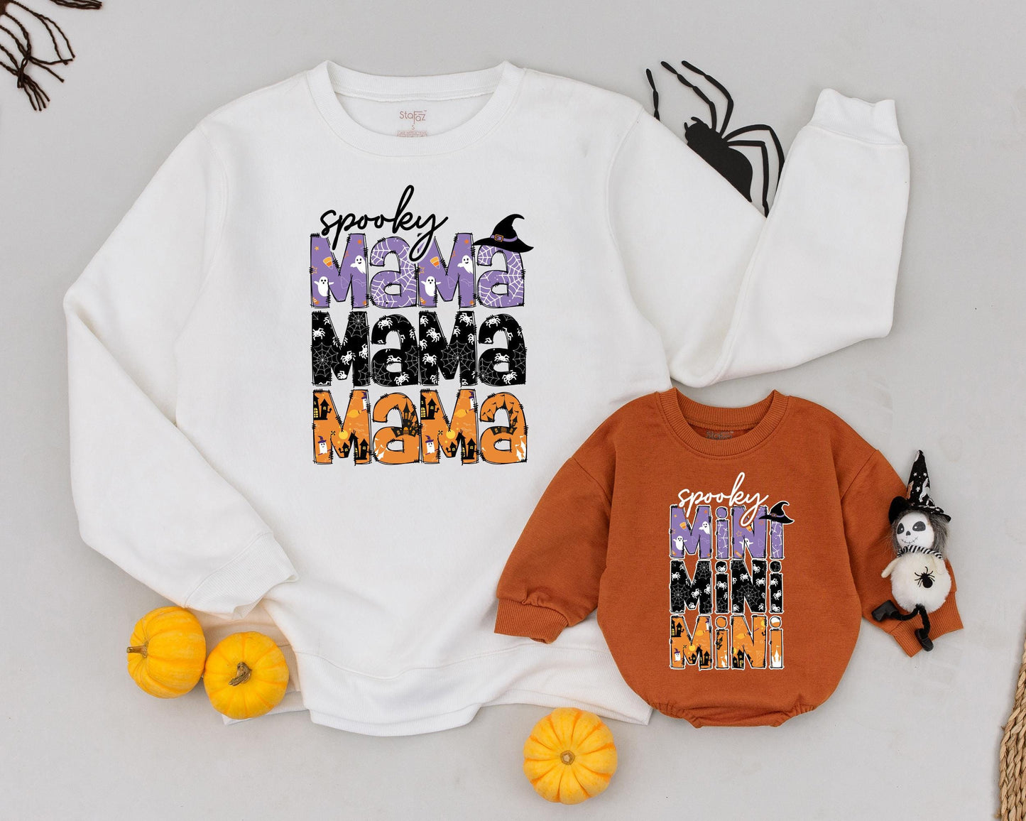 Retro Halloween Mommy & Me Sweatshirts: Spooky Ghost Family Style