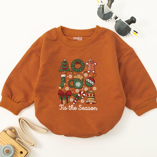 Retro Coquette Hot Cocoa Christmas Baby Bubble Romper Outfit
