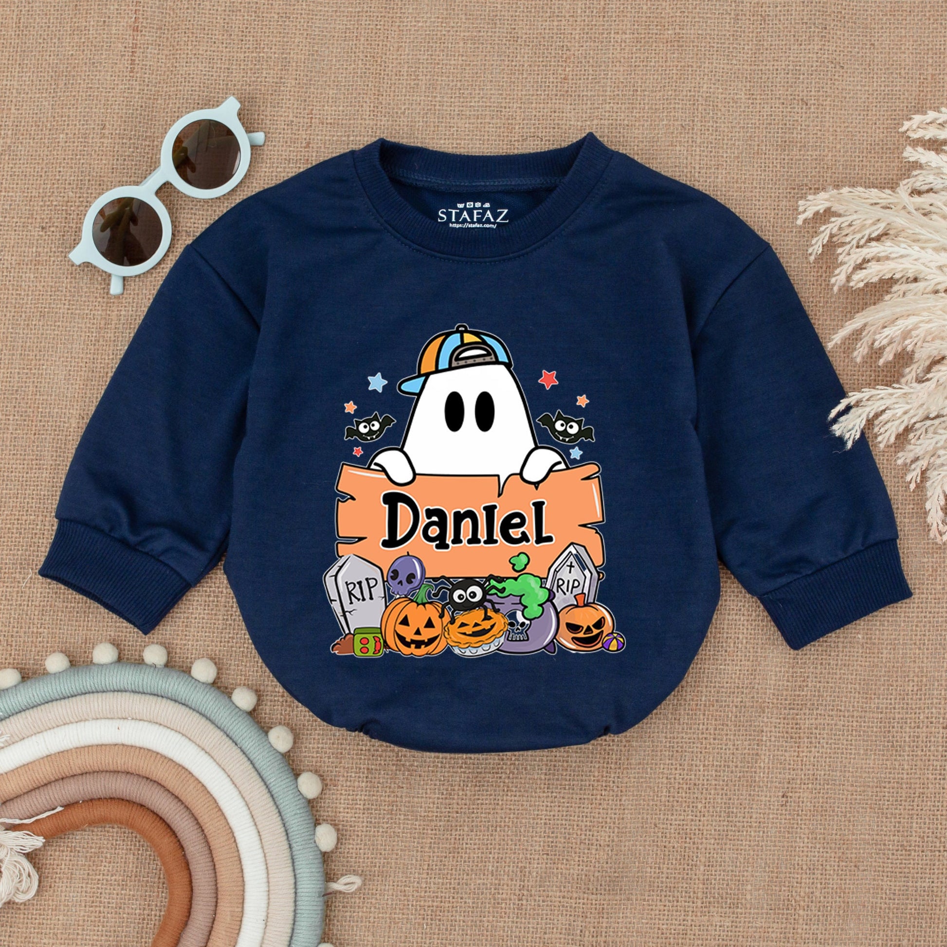 Personalized Boo Halloween Romper, My First Halloween Baby Outfit, Cute Ghost Design, Baby Boy/Girl Bubble Romper, Gift