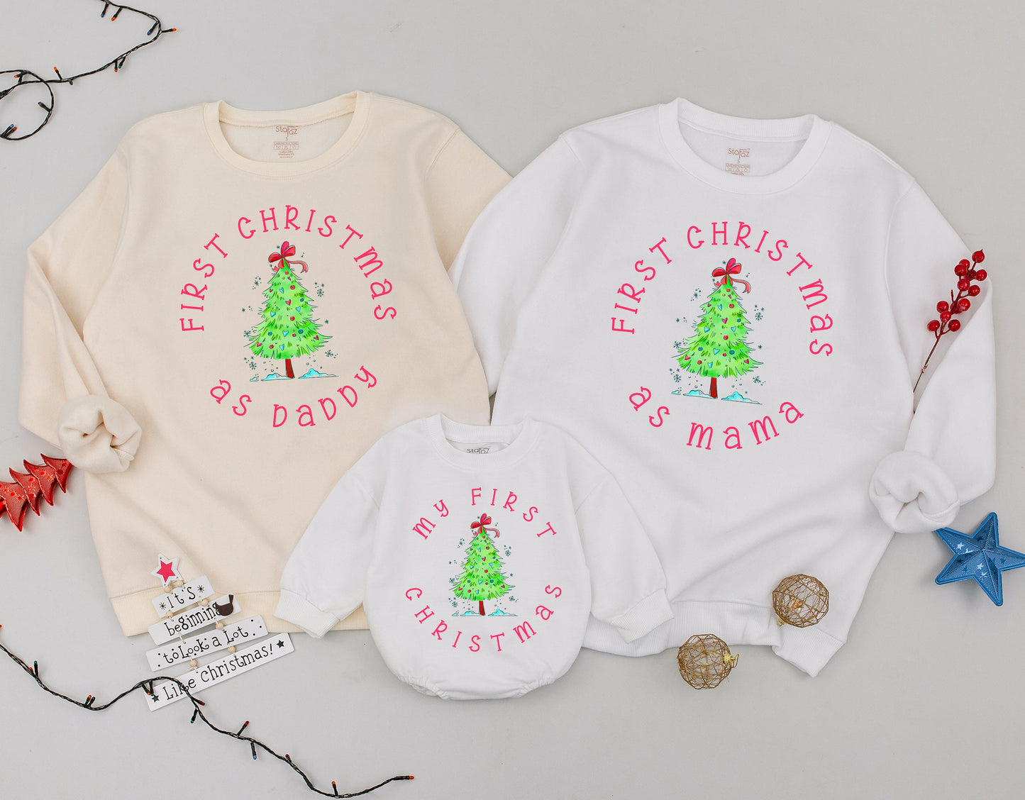 Matching Family Christmas Sweatshirt – First as Mommy & Daddy