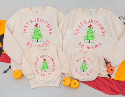 Matching Family Christmas Sweatshirt – First as Mommy & Daddy