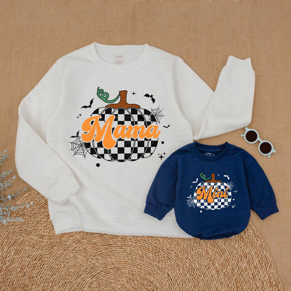 Matching Pumpkin Outfits: Thanksgiving Baby Romper & Mommy Sweaters