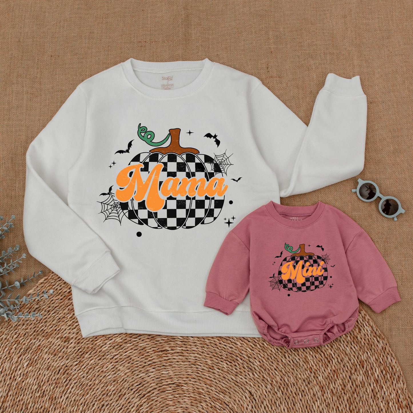 Matching Pumpkin Outfits: Thanksgiving Baby Romper & Mommy Sweaters