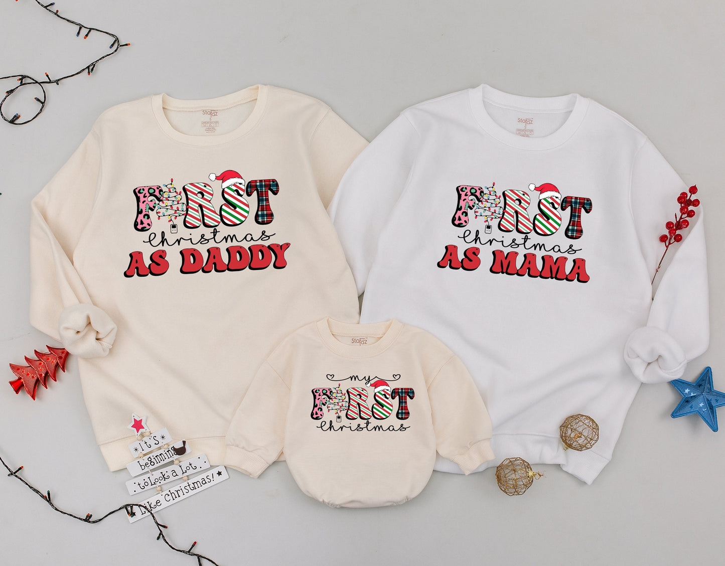 Matching Family Christmas Sweatshirt Set – 2024 Baby Announcement