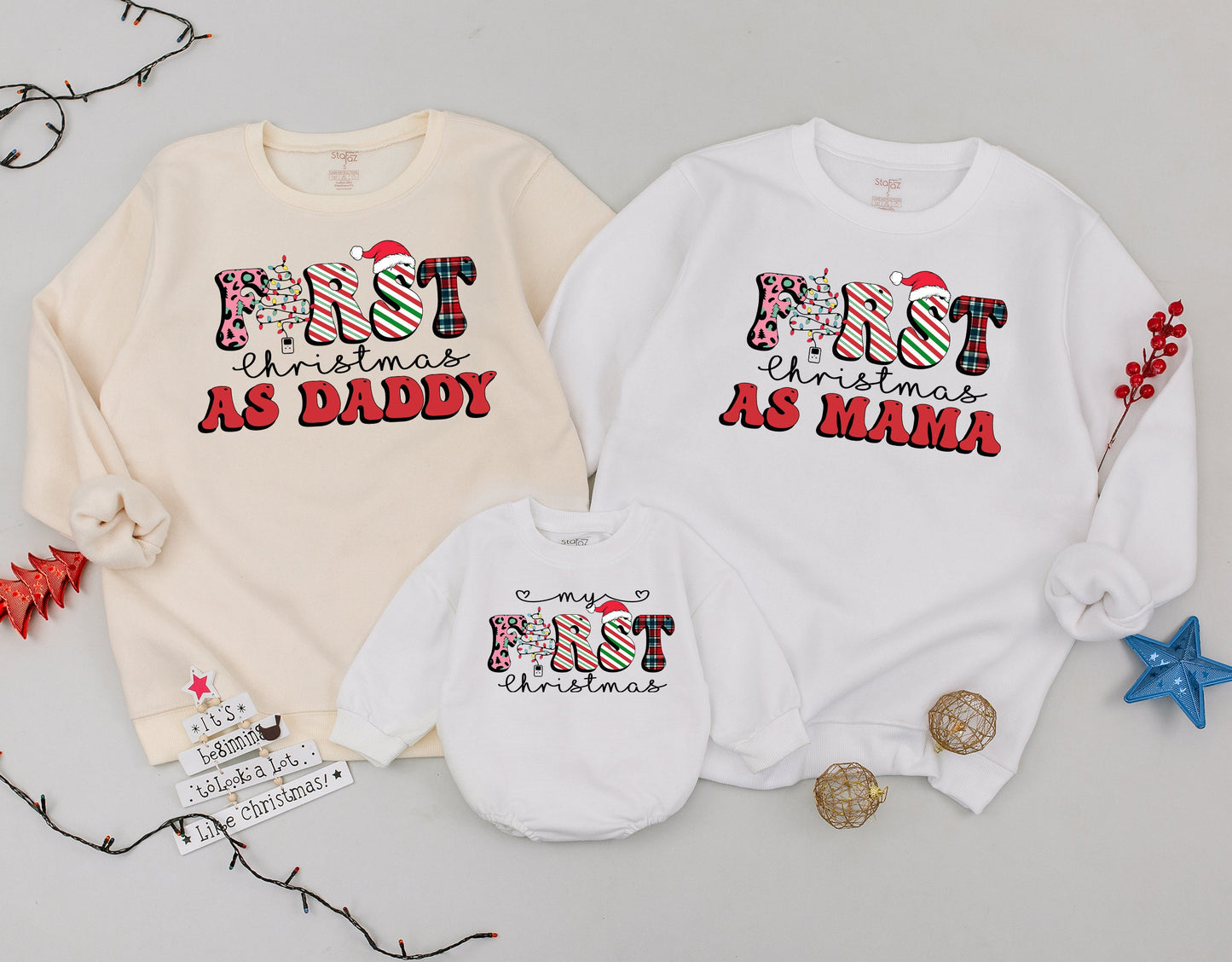 Matching Family Christmas Sweatshirt Set – 2024 Baby Announcement