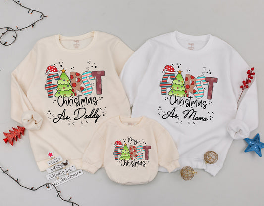 Matching Family Christmas Sweatshirt Set: First Xmas as Parents