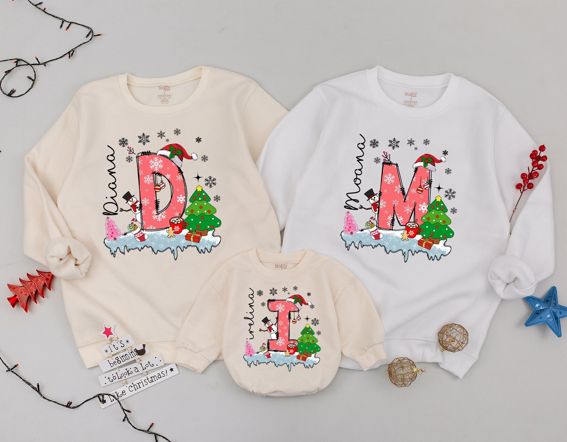 Personalized Family Christmas Sweatshirt, Custom Name Holiday Tee