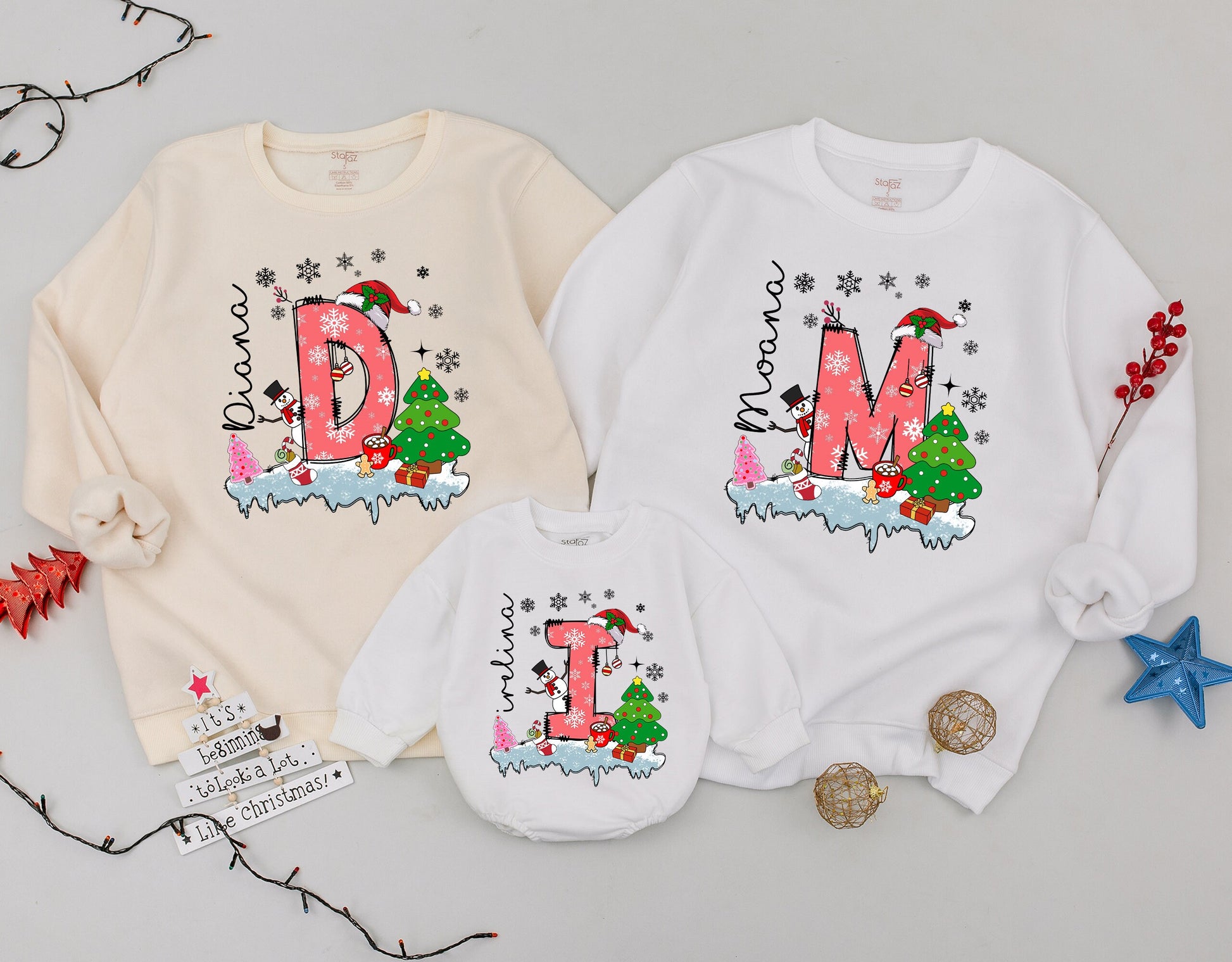 Personalized Family Christmas Sweatshirt, Custom Name Holiday Tee