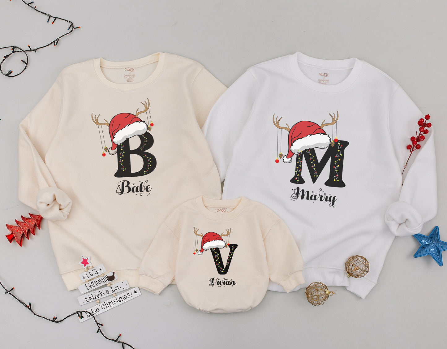 Custom Family Christmas Sweatshirt with Names, Holiday Matching Tees