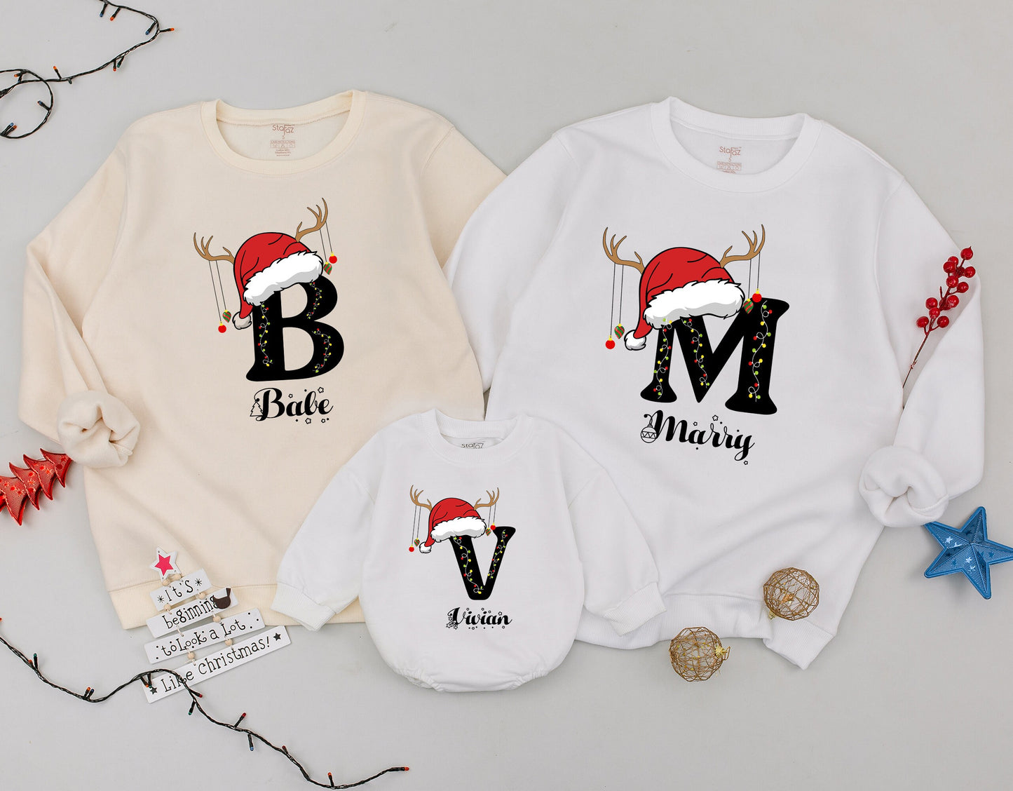 Custom Family Christmas Sweatshirt with Names, Holiday Matching Tees