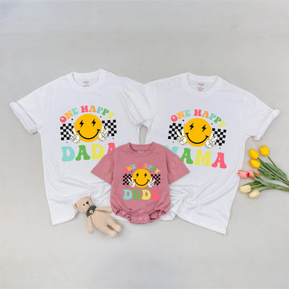 Smiley Birthday Shirt Set: Retro Family 1st Birthday Outfit