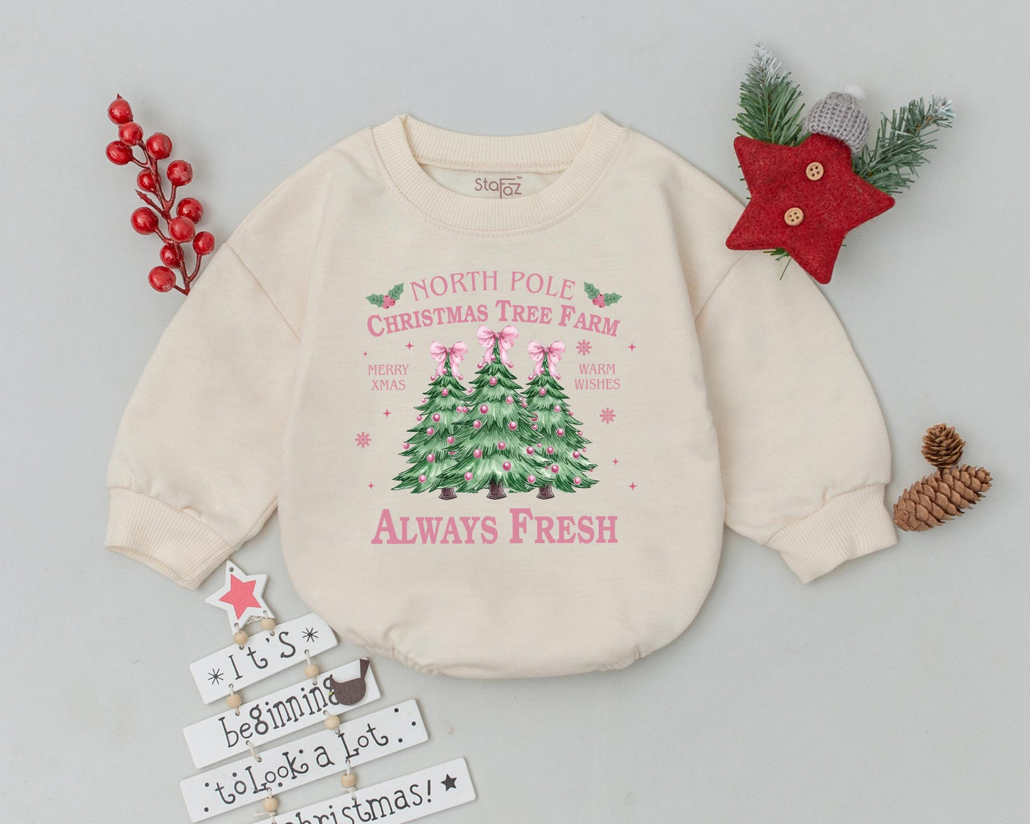 Vintage Christmas Outfit Set: Romper & Toddler Sweater Gift