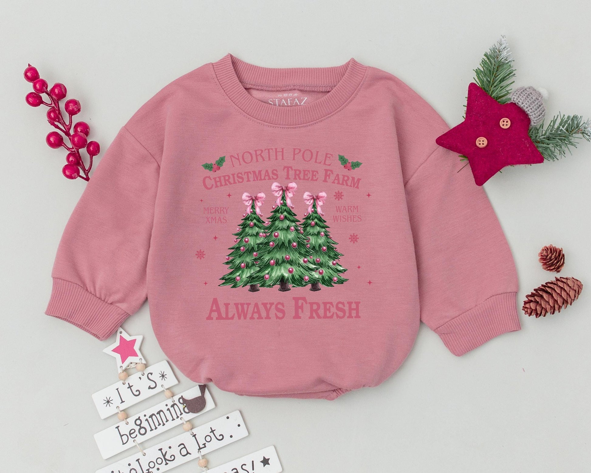 Vintage Christmas Outfit Set: Romper & Toddler Sweater Gift