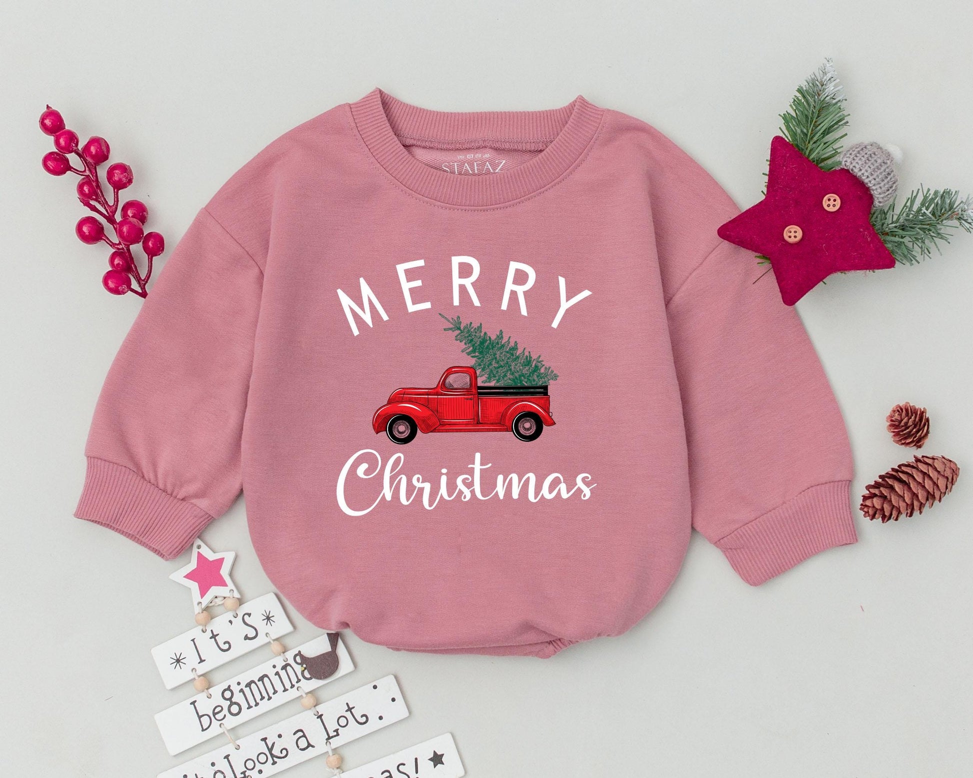 Vintage Christmas Romper, First Holiday Baby Outfit, Custom Gift
