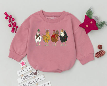 Christmas Chickens Baby Romper: 1st Christmas Outfit & Shower Gift