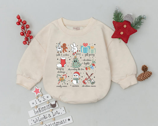 Retro 1st Christmas Romper - Baby's Festive Bodysuit & Gift Idea