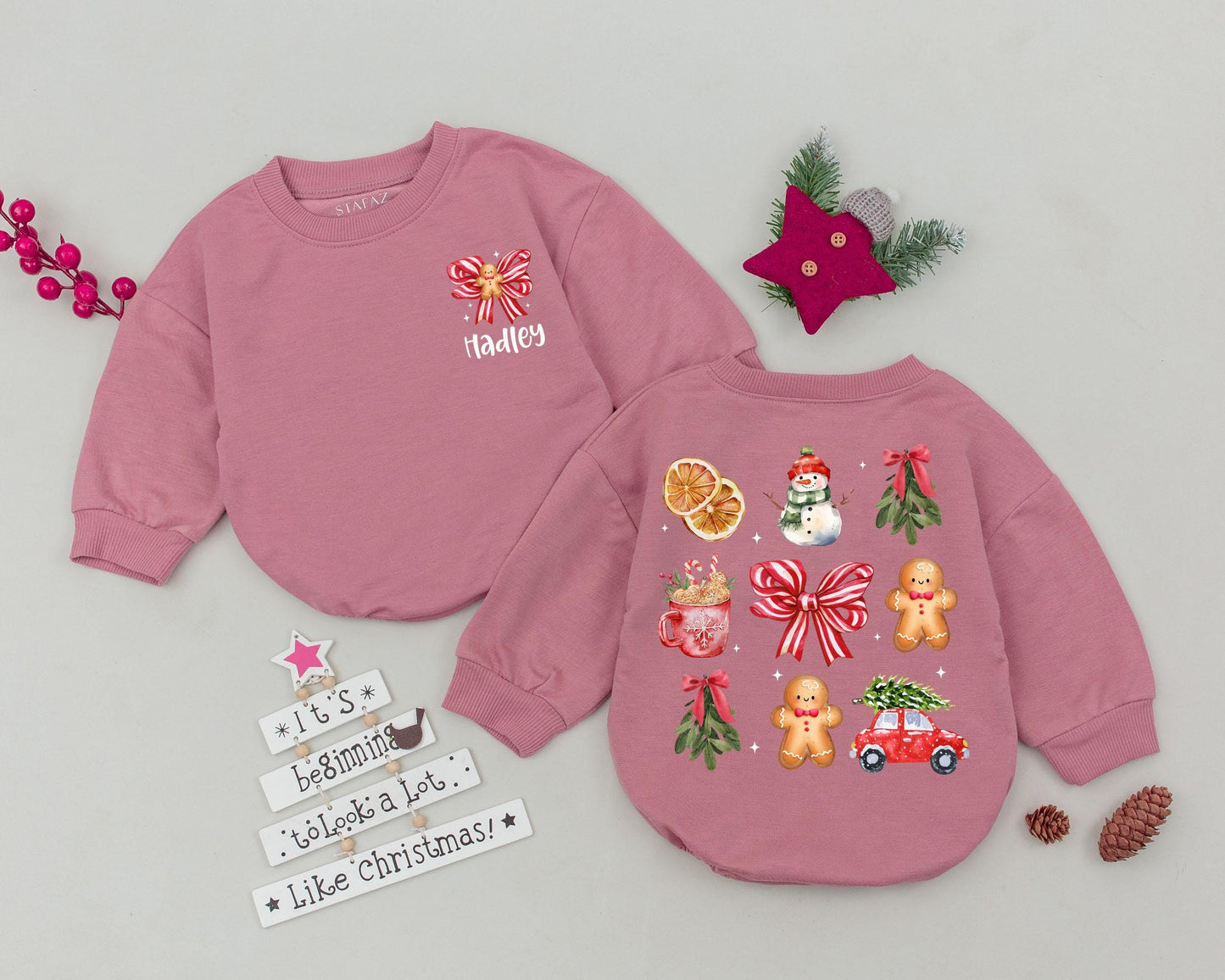Custom Name Bow Romper: Baby’s First Christmas Outfit & Gift