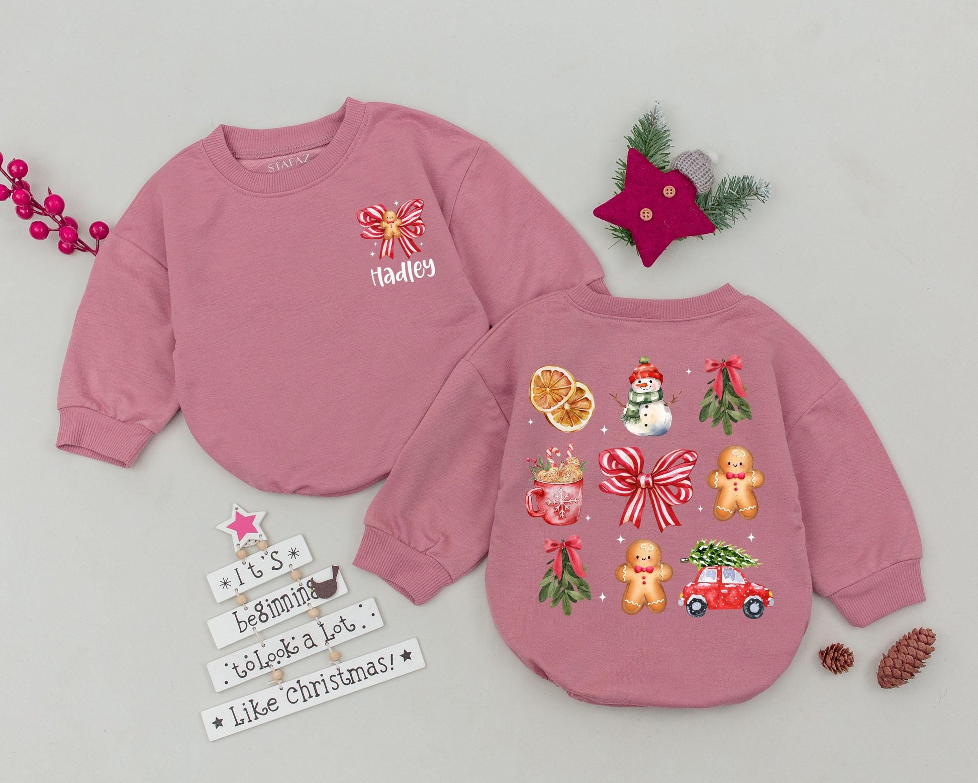 Custom Name Bow Romper: Baby’s First Christmas Outfit & Gift