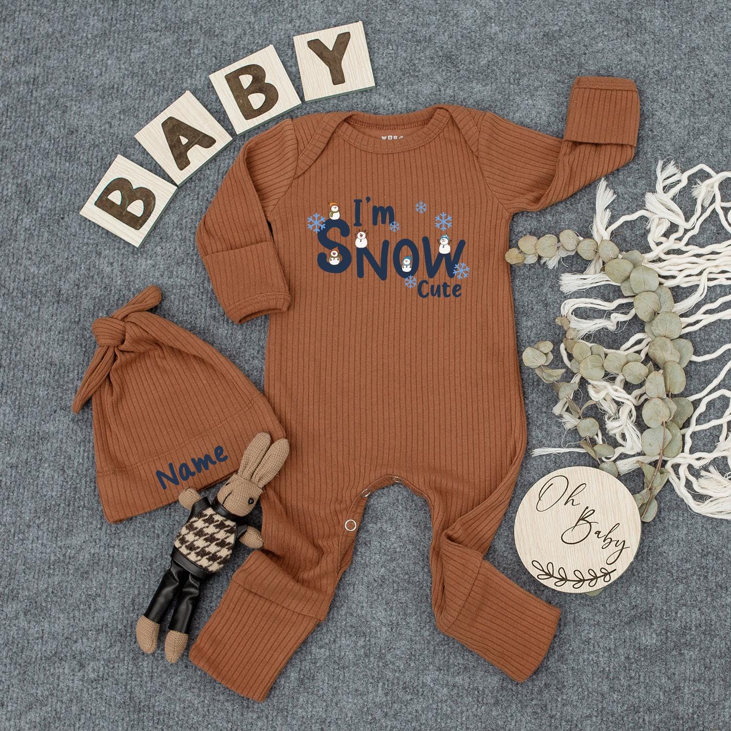 I'm SNOW Cute Baby Long Sleeve Bodysuit Whimsical Snowman Snowflake Winter Outfit Newborn Gift Baby Shower Christmas