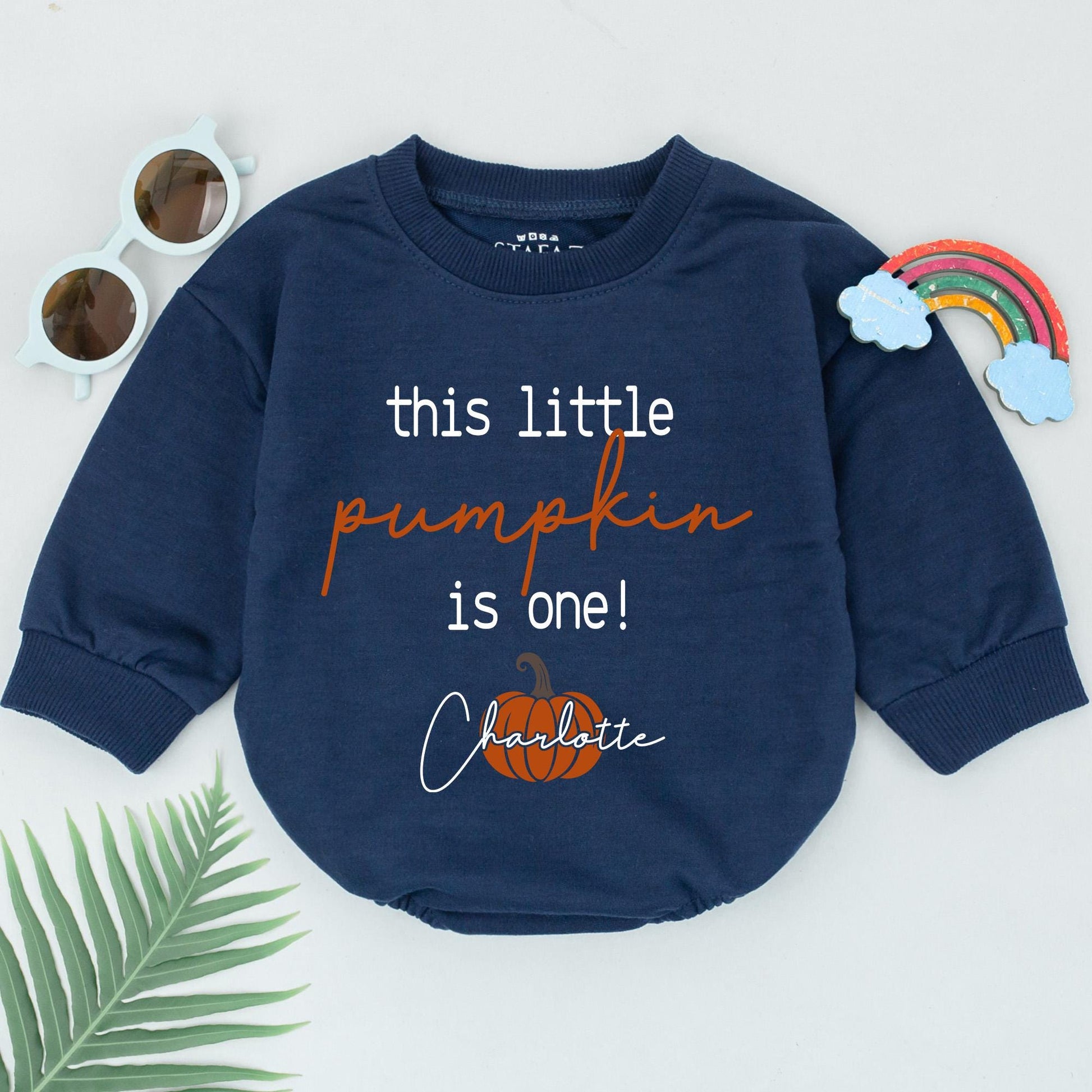 Retro Pumpkin First Birthday Romper, Newborn Fall Baby Gift