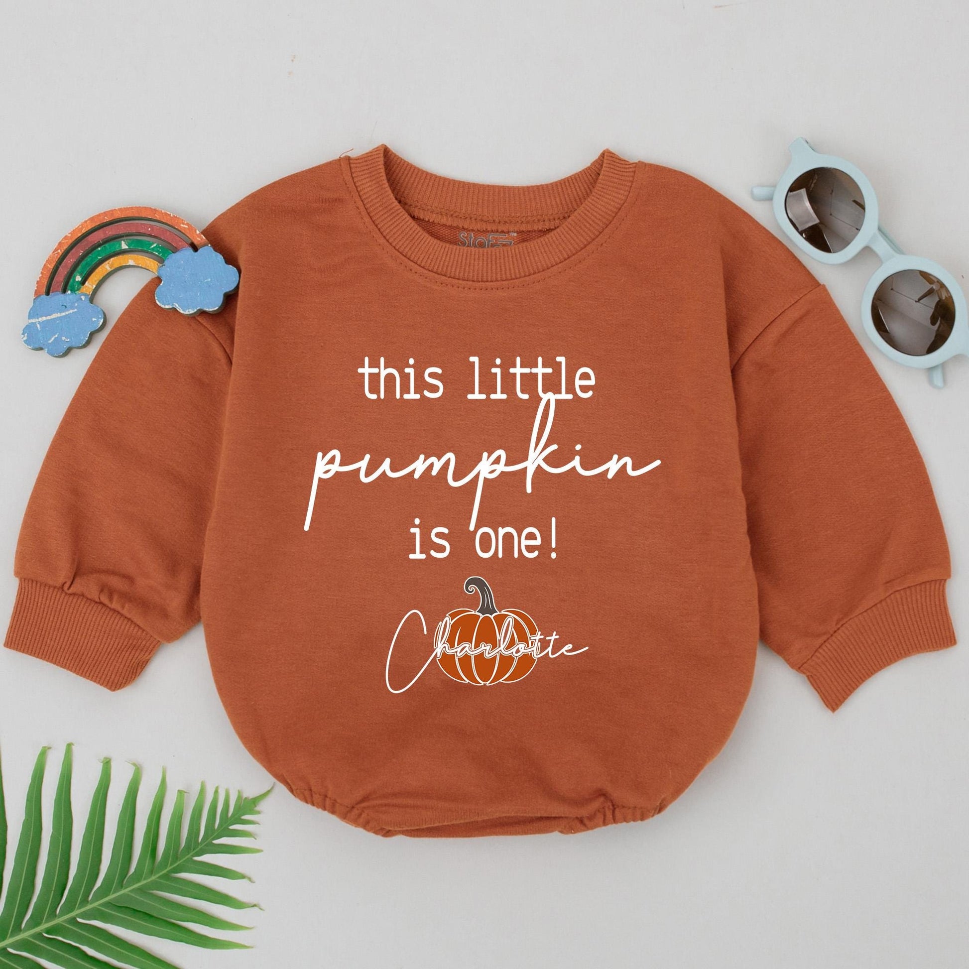 Retro Pumpkin First Birthday Romper, Newborn Fall Baby Gift