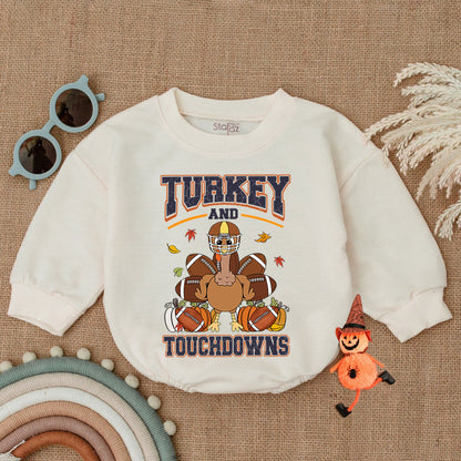 Touchdowns & Turkey Thanksgiving Romper | Fall Baby Outfit