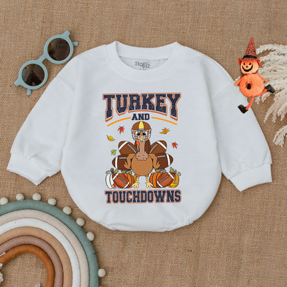 Touchdowns & Turkey Thanksgiving Romper | Fall Baby Outfit