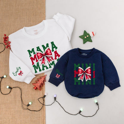 Matching Mama & Mini Christmas Sweaters, Baby Bodysuit Gift Set