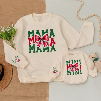 Matching Mama & Mini Christmas Sweaters, Baby Bodysuit Gift Set